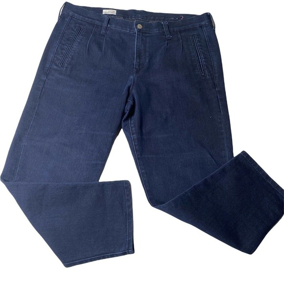 GAP Sexy Boyfriend Jeans Size 33R/16R Dark Wash Pleated Ankle Crop - Picture 1 of 10